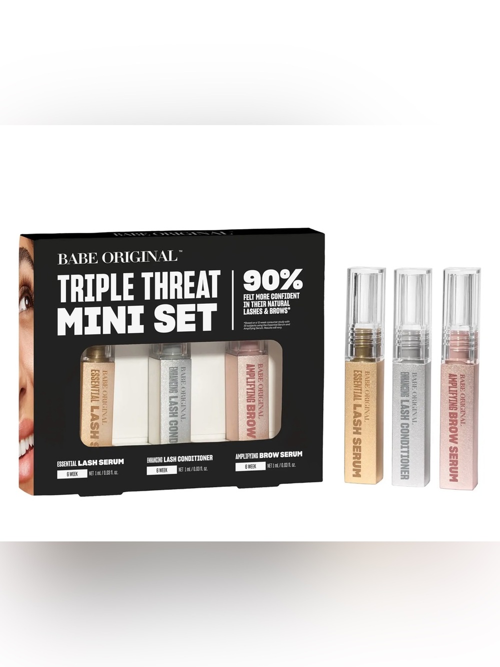 NEW✅ Babe Original Triple Threat Mini Set | Lash & Brow Serum 3-Piece Kit
